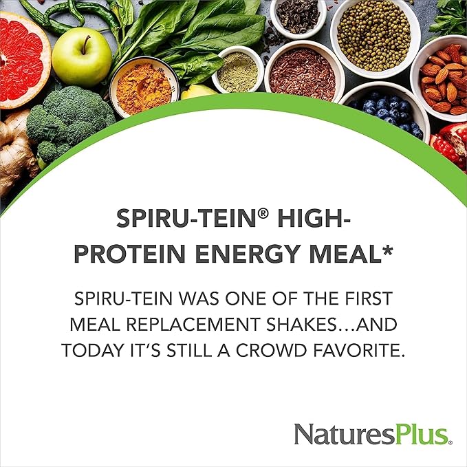 NaturesPlus SPIRU-TEIN Strawberry - 1.2 lbs Pack of 2 - Plant-Based Protein Shake - Non-GMO Vegetarian Gluten Free - 32 Total Servings