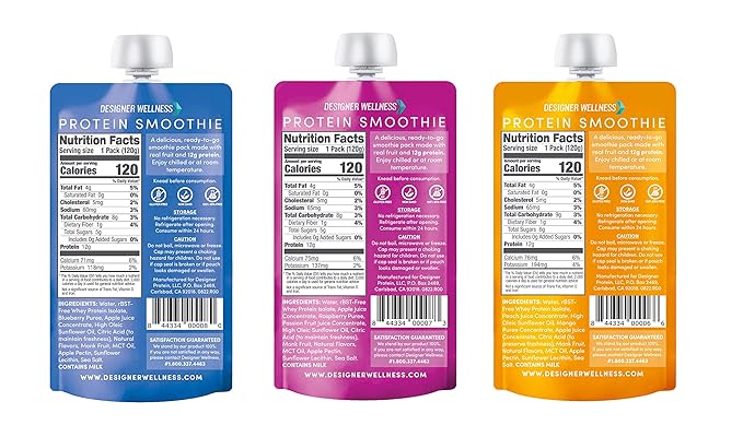 Designer Wellness Protein Smoothies Super Fruits Variety Pack and Strawberry Banana Bundle