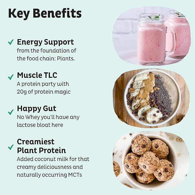 KOS Vegan Protein Powder Unflavored &amp Unsweetened - Low Carb Pea Protein Blend Organic Superfood Rich in Vitamins &amp Minerals - Keto Soy Dairy Free - Meal Replacement for Women &amp Men -