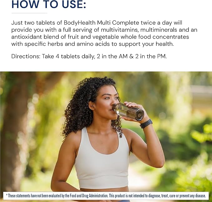 BodyHealth Multi Complete (120 Ct) Daily Multivitamin for Men and Women with Whole Foods Minerals Antioxidants Organic Green Food Concentrates and Liver Detox Extracts Non GMO
