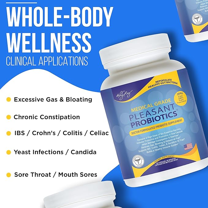 Dr. Liz Cruz Pleasant PROBIOTICS for Women Men and Children Dietary Supplements with Proprietary Probiotic &amp Prebiotic Blend Probiotic Nutritional Supplements Non-GMO 60 Veggie Capsules