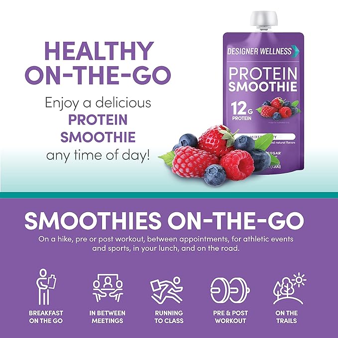 Designer Wellness Protein Smoothies Super Fruits Variety and Mixed Berry Bundle