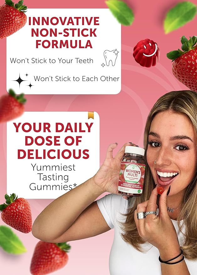 Lunakai USA Made Womens Multivitamin Gummies - Delicious Daily Dose with 16 Multi Vitamins for Women - Energy &amp Immune Support Non-GMO 60 Ct