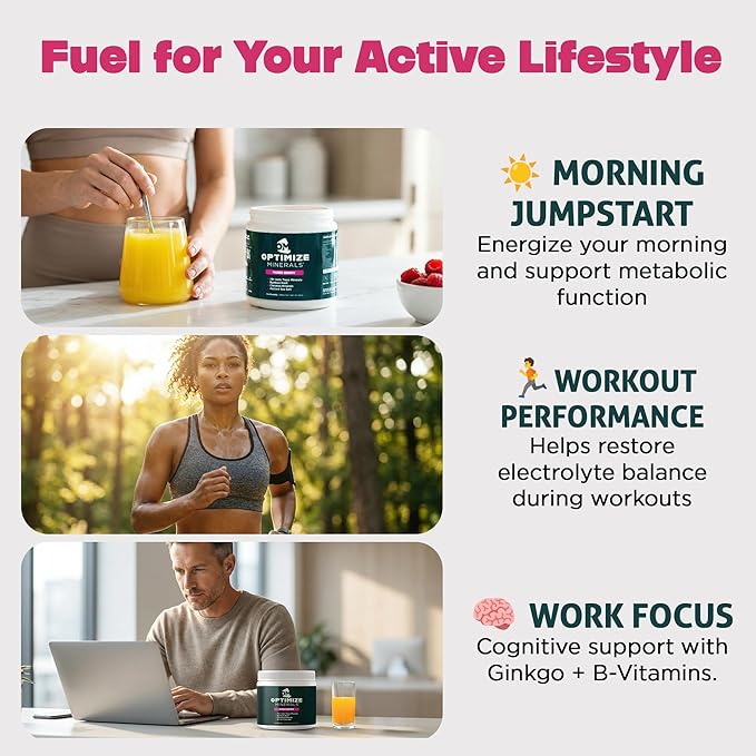 Optimize Minerals Multi Mineral - New Look Same Daily Formula – Magnesium Electrolytes &amp Trace Mineral Supplement Powder - Gluten Free Vitamins Drink - Mixed Berry 30 Servings