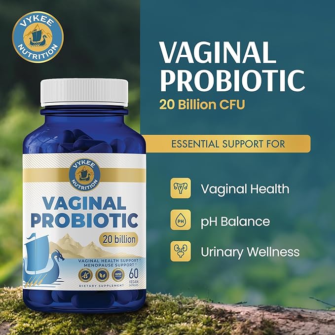 Vykee Nutrition Vaginal Probiotics Capsules - Supplements for Vaginal Health and pH Balance - Vegan Non GMO Gluten Free - 20 Billion CFU 60 Count