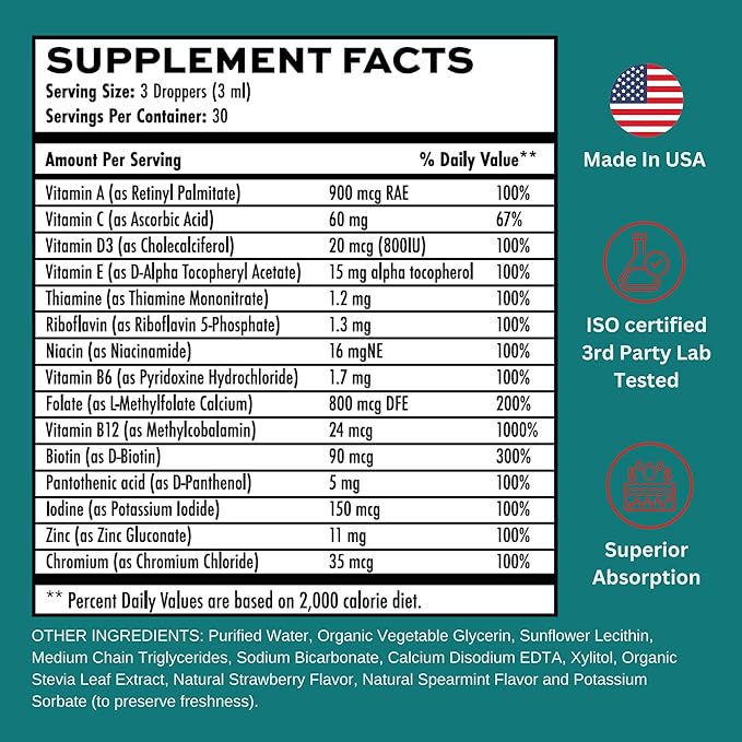 Liposomal Women's Liquid multivitamin Iron Free Drops| Sugar Free | Non-GMO | Gluten Free | Supports Immune System Bone Health and Energy Metabolism
