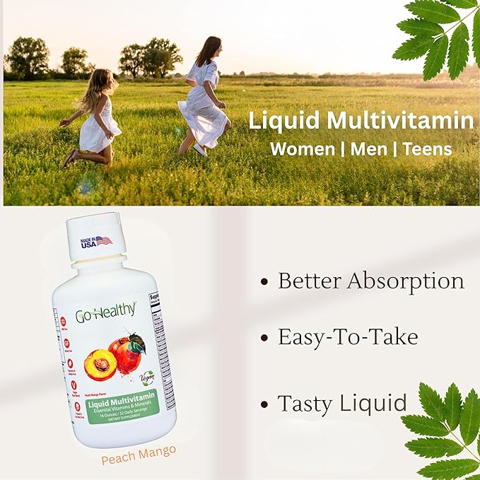 Go Healthy Multivitamin for Kids Toddlers (1 Bottle) and Multivitamin for Women Men and Teens (1 Bottle) Vegan Bundle