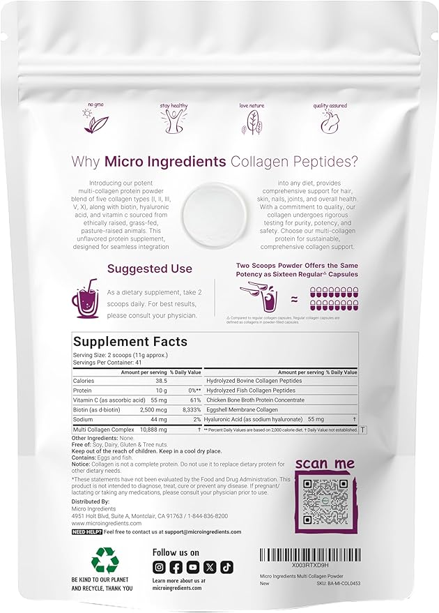 Micro Ingredients Vitamin D3 10000iu + K2 200mcg Coconut Oil Softgels &amp Multi Collagen Protein Powder Bundle 2 Pack | Essential Sunshine Vitamins | Grass-Fed Collagen Peptides