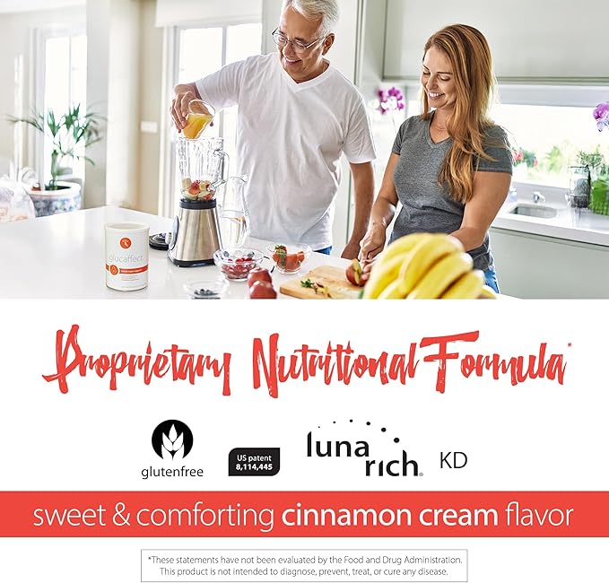 RELIV GlucAffect Support Powder - Omega 3 &amp LunaRich Blend for Balanced Dextrose Levels &amp Wellness Cinnamon Cream Flavor 19.04 oz