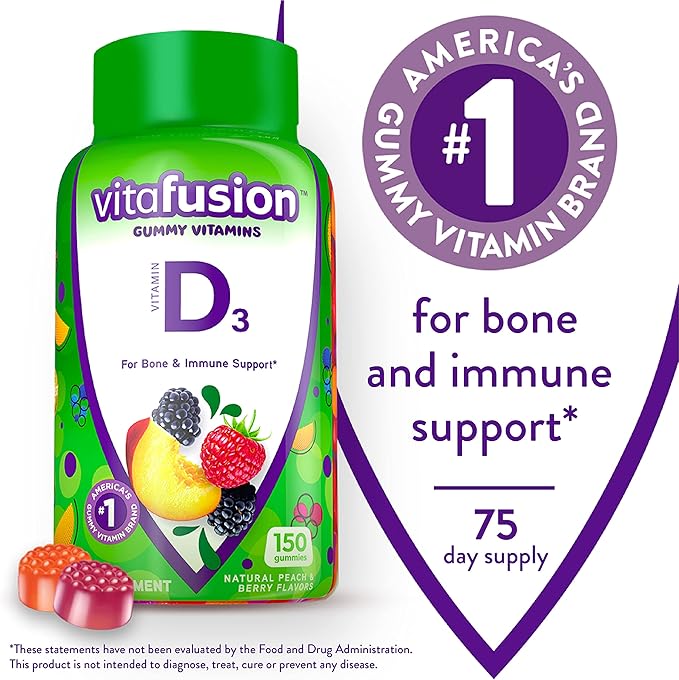 Vitafusion Extra Strength Melatonin Gummy Vitamins 5mg 120 ct Gummies &amp Vitamin D3 Gummy Vitamins for Bone and Immune System Support