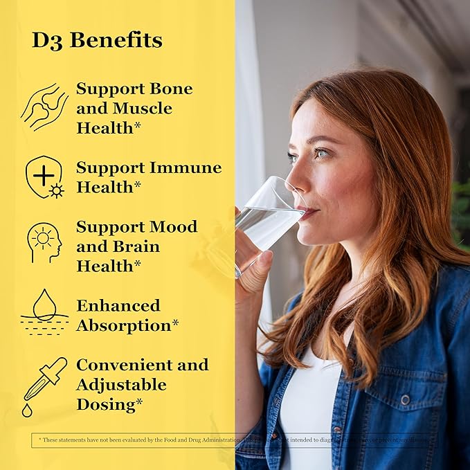 Liquid Vitamin D3 Drops 5000 IU – Fast Absorption – Vegetarian Non-GMO Kosher – Unflavored – 1 Ounce