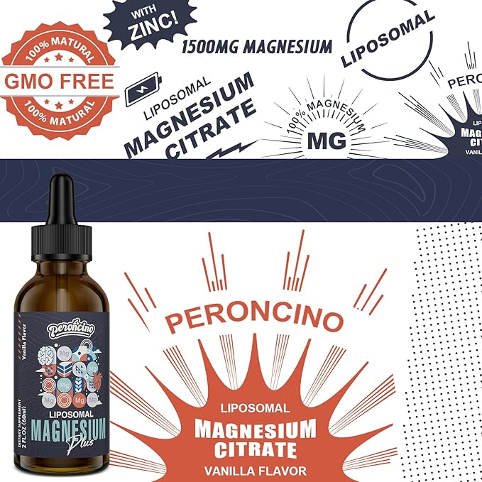 Liposomal Magnesium Citrate Drops for Gut and Bone Health Mood and Stress Management Powerful Formula with Vitamin B6 and Zinc Gluconate 60ml (2.04 Fl Oz (Pack of 2))