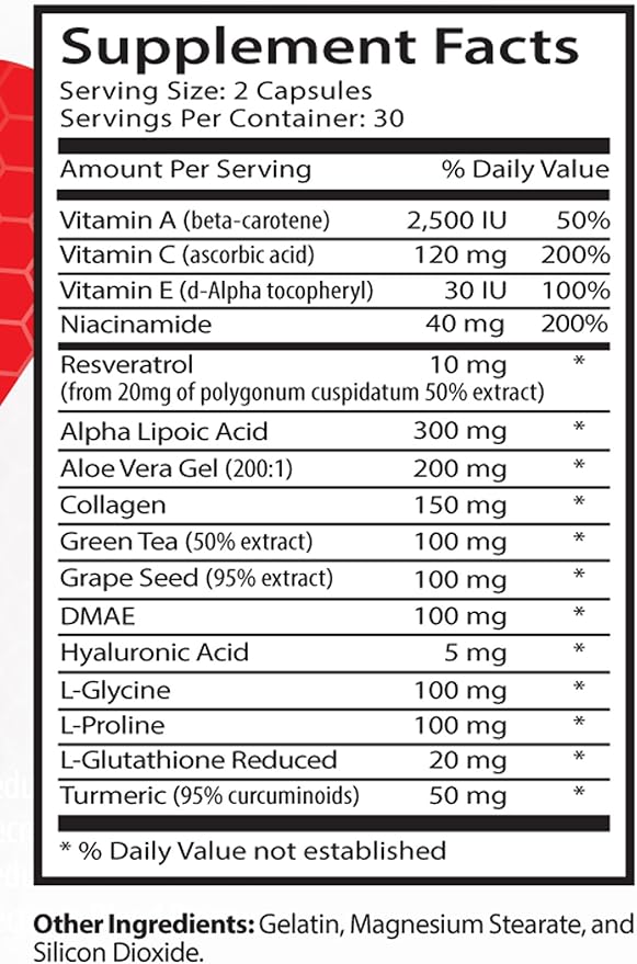 Anti-Wrinkle Supplement - Botanical Boost with Green Tea and Turmeric Resveratrol and Aloe Vera Anti-Wrinkle Aloe Vera Hyaluronic Acid Moisture Grape Seed Glow Anti-Wrinkle Turmeric 3Bot