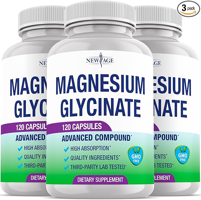 Magnesium Glycinate 500mg | 90mg Elemental Magnesium Supplement- High Absorption Non Buffered Non-GMO &amp No Gluten - Muscle &amp Bone Health - 360 Vegan Capsules