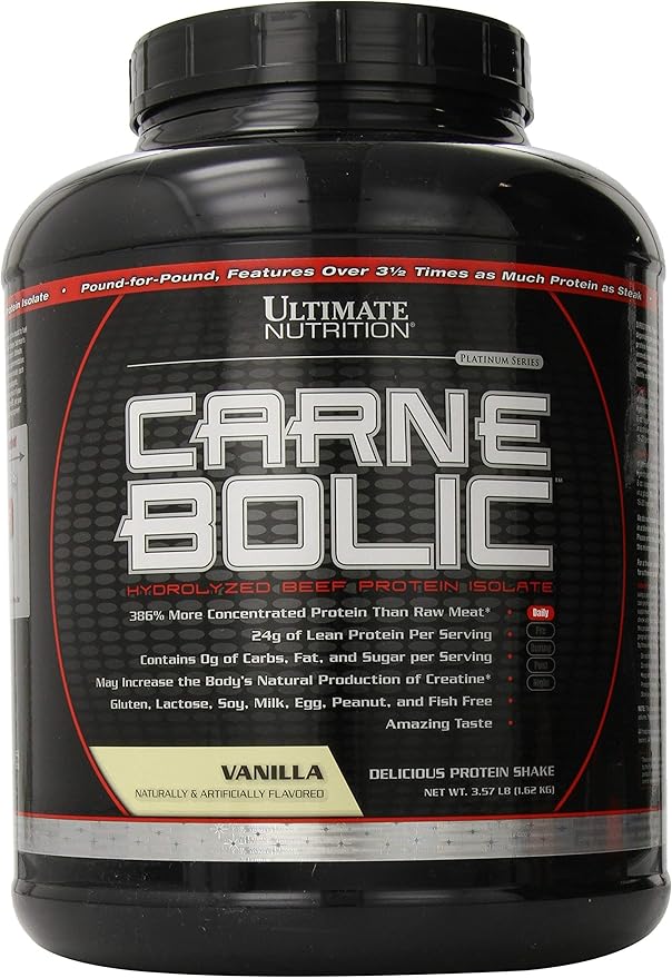 Ultimate Nutrition Carne Bolic Beef Protein Powder Lactose Free Protein Shakes Paleo and Keto Friendly with No Sugar or Carb Low Calorie Isolate Powder Hydrolized Protein 60 Servings Vanilla