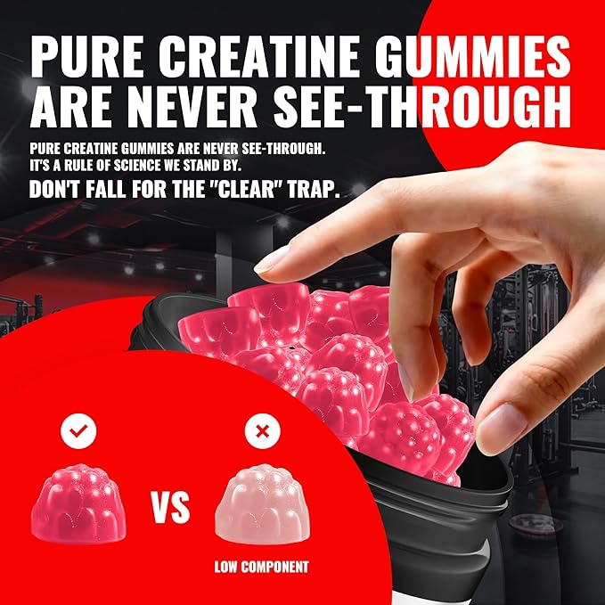 Natures Aid NSF Certified Creatine Gummy 5g - Creatine Monohydrate Gummies – Pre-Workout Energy &amp Muscle Growth Support for Men &amp Women | Strawberry Electrolyte Gummies (135 Count)