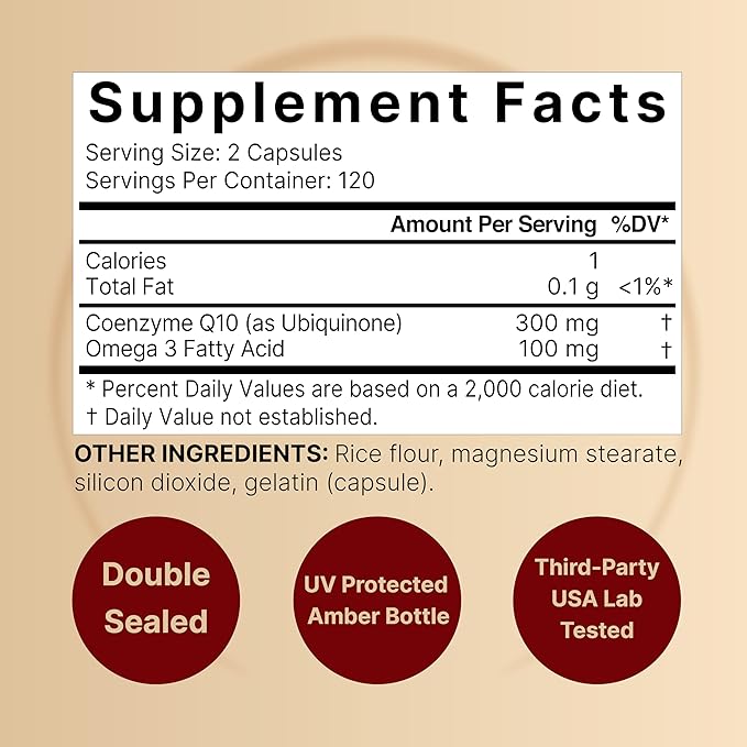 NatureBell CoQ10 300mg - 240 Capsules - High-Potency Support for Healthy Heart - Daily Energy &amp Vitality Aid with Antioxidant Support - Easily Absorbed Ubiquinone &amp Omega-3*