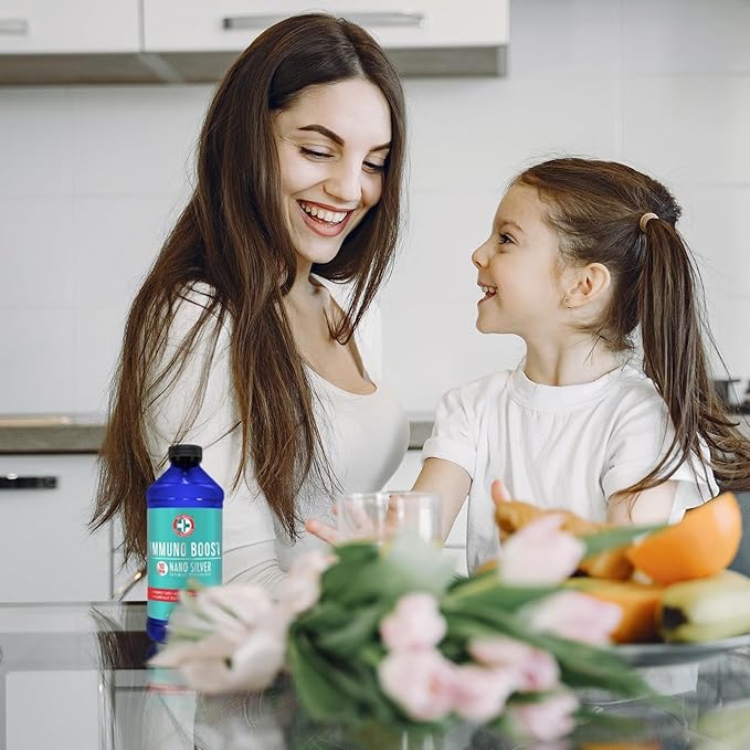 Be Smart Get Prepared Nano Silver Immuno Boost - 16 oz - Daily Immune Supplement for Family - Gluten Free Vegetarian - Made in USA