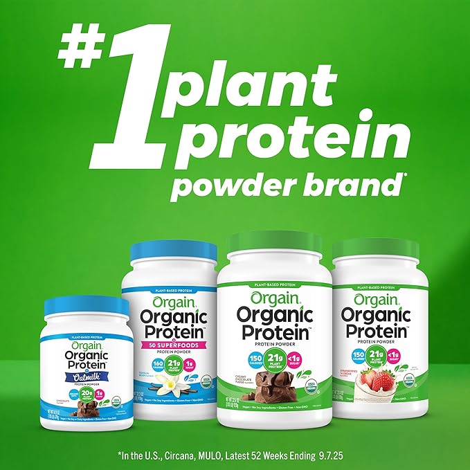 Orgain Organic Vegan Protein Powder Fruity Cereal - 21g Plant Based Protein 8g Prebiotic Fiber Low Net Carb No Lactose Ingredients No Added Sugar Non-GMO For Shakes &amp Smoothies 2.03 lb