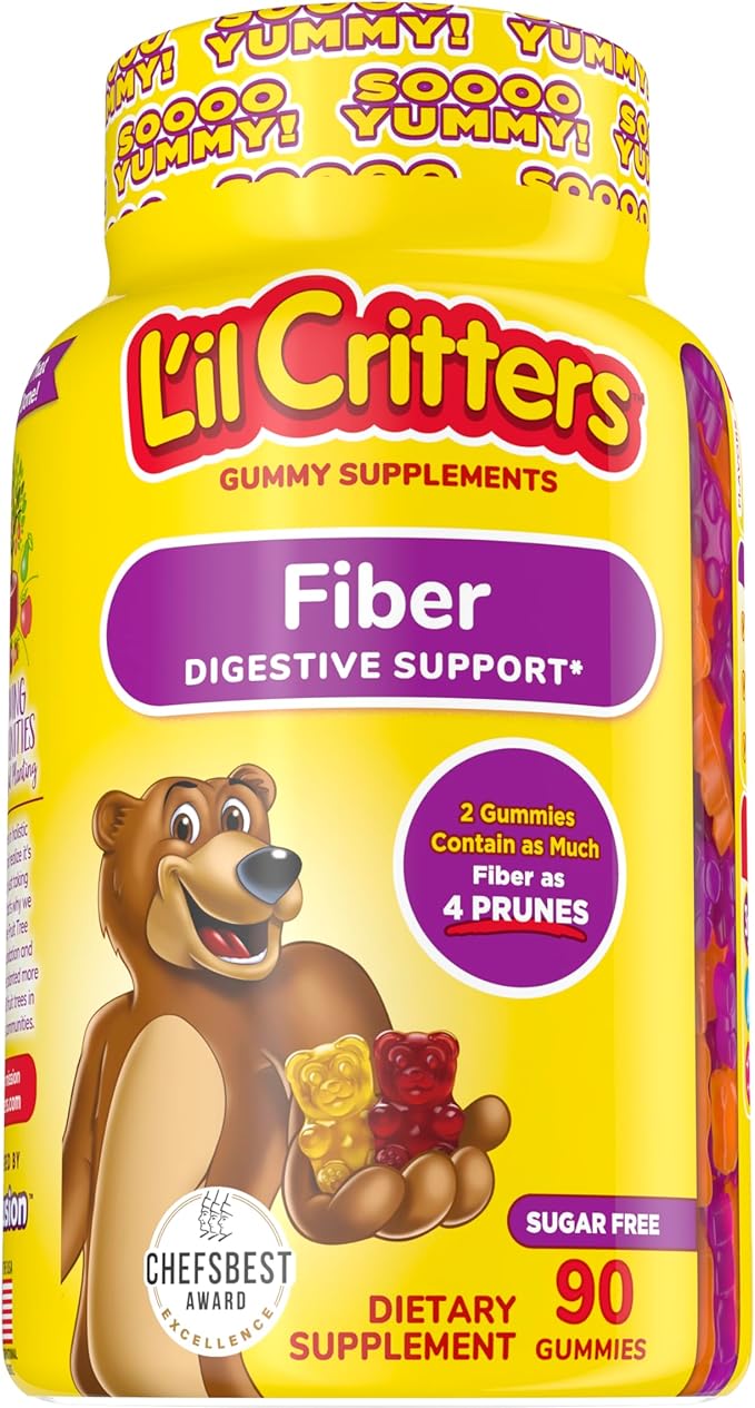 Flintstones Vitamins Chewable Kids Vitamins Complete Multivitamin &amp L’il Critters Fiber Daily Gummy Supplement for Kids for Digestive Support Berry and Lemon Flavors 90 Gummies
