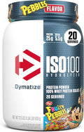 Dymatize x Fruity Pebbles ISO100 Whey Protein Powder Isolate 25g of Protein 20 Servings 5.5g BCAAs 120 Cal. Gluten Free 1g Fat 1g Sugar 2g Carb