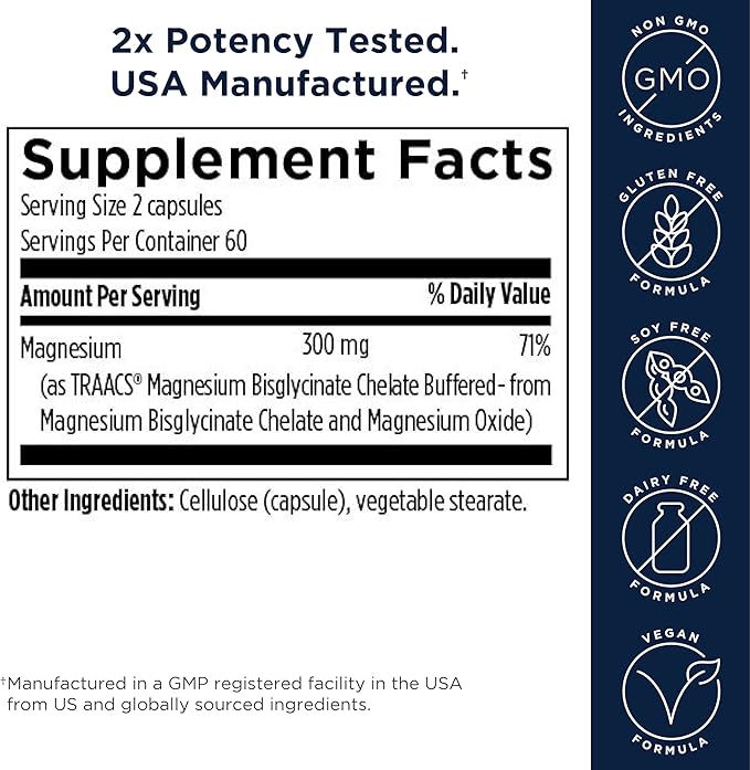 Designs for Health Magnesium Glycinate Complex - Chelated Magnesium Bisglycinate + High Absorption Magnesium for Calming &amp Sleep Heart Health Immune Support &amp Bone Strength - Vegan (120 Caps