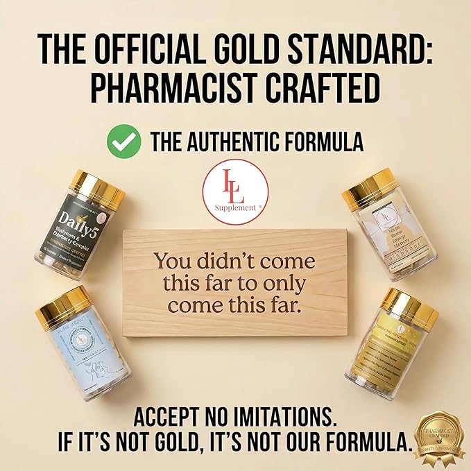 LL Supplement Pure Beauty Skin Nails Hair Joints Support – Anti-Aging Supplement with Clinical‑Grade Nutrients – Pharmacist Crafted – Gold Cap Edition – 60 Capsules
