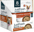 JustFoodForDogs JustFresh Boost Sensitive Stomach Dog Food Topper with Fiber for Gut Support &amp Digestive Health Human-Grade Fresh Pet Meal Booster 8 oz Pouches - 8 Pack