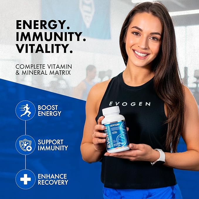 Evogen Evovite - Elite Physique Multivitamin for Women &amp Men | Advanced Formula for Endurance Recovery &amp Joint Health | Vitamins &amp Mineral Support | 30 Servings