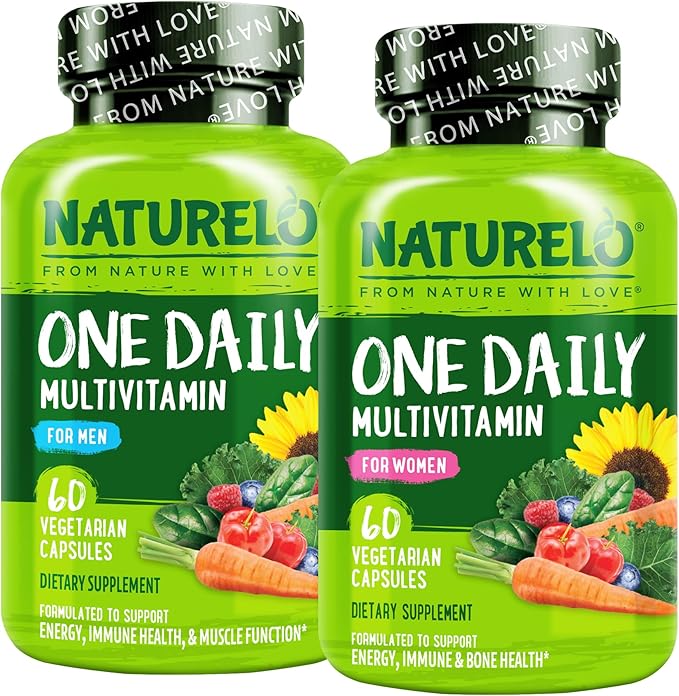 NATURELO One Daily Multivitamin for Women 60 Capsules and One Daily Multivitamin for Men 60 Capsules - 2 Month Supply Bundle