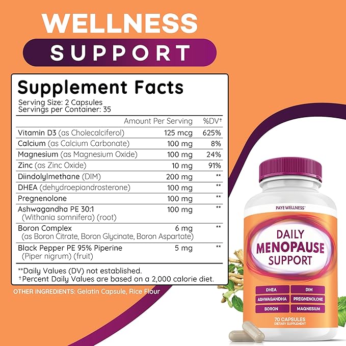 Menopause and Perimenopause Supplement for Women 10-1 Relief Formula for Hot Flashes Night Sweats Mood Energy &amp Hormone – DIM Ashwagandha Vitamin D DHEA Zinc Magnesium 3-Pack 210 Capsules
