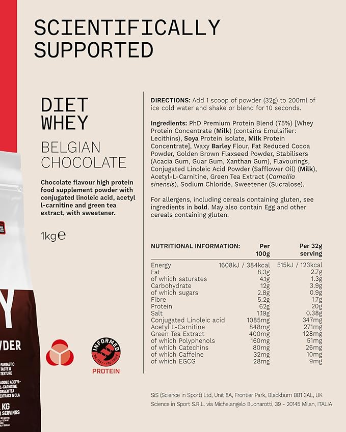 PhD Diet Whey 1kg Belgian Chocolate