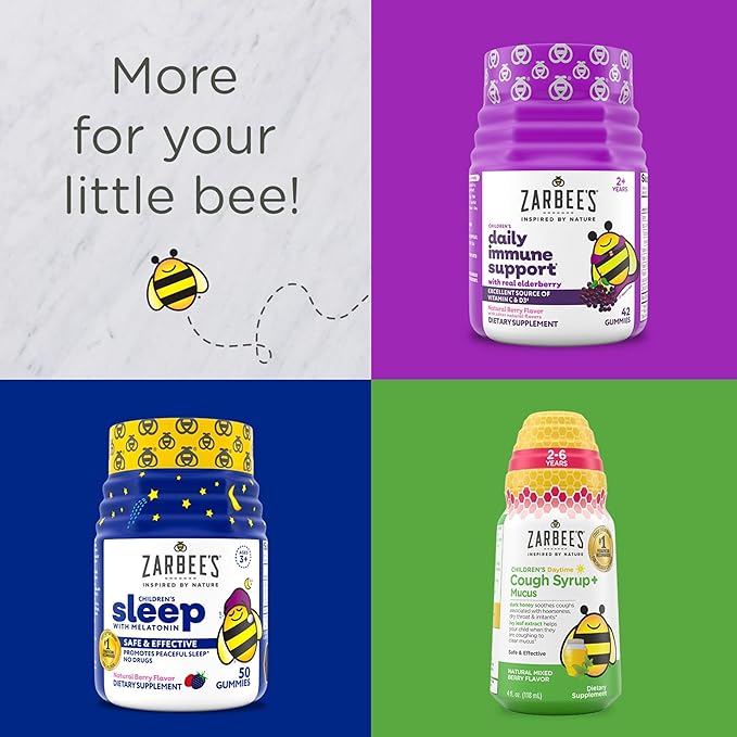 Zarbee’s Complete Kids Multivitamin Gummies + Immune Support Berry Flavor Honey-Sweetened Gluten-Free &amp Gelatin-Free Vitamins A C D3 E B6 B12 Folic Acid &amp B-Complex 70 Count