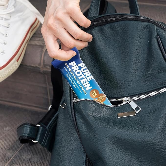 Pure Protein Bars High Protein Nutritious Snacks to Support Energy 1.75 oz Low Sugar Gluten Free 12 Count Salted Chocolate Caramel