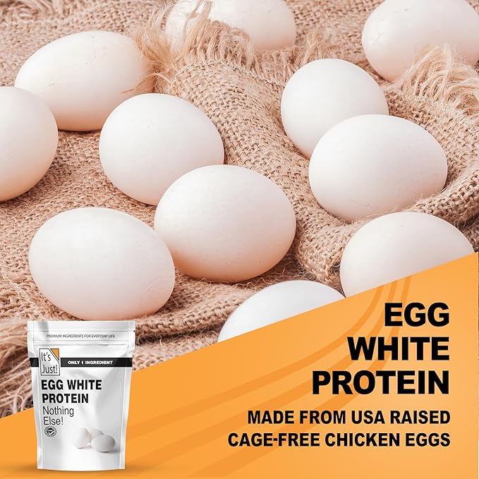 It's Just! - Egg White Protein Powder Dried Egg Whites Protein Meringue Ingredient Non-GMO USA Farms (Unflavored 20oz)