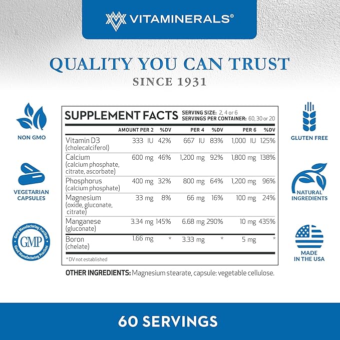VITAMINERALS 95 Primacal® Bone Support Maximum Potency Calcium Magnesium for Bone Loss (240)