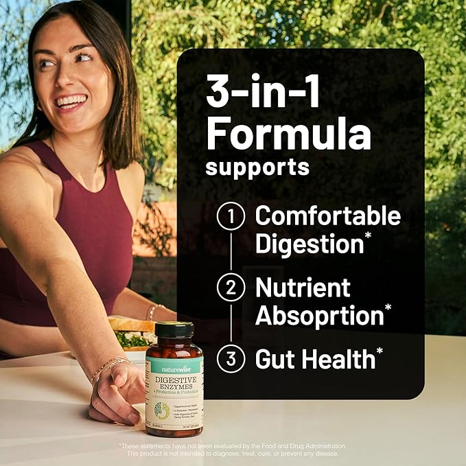 NatureWise [1] Hair Skin &amp Nails - Biotin + Multi Vitamin - 150 Softgels[50-Day Supply] + (Pack of 2) Digestive Enzymes + Probiotics &amp Prebiotics - 60 Capsules[30-Day Supply]