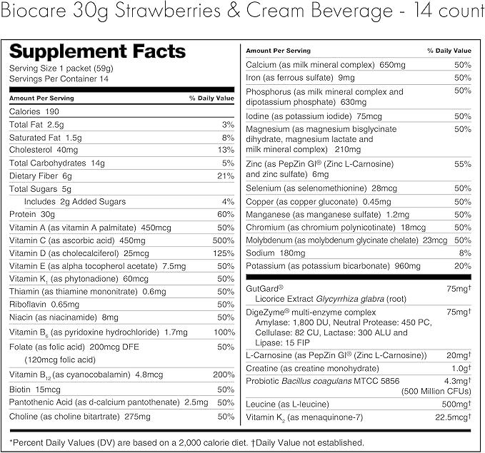 Biocare Strawberry Crème Shake 14ct