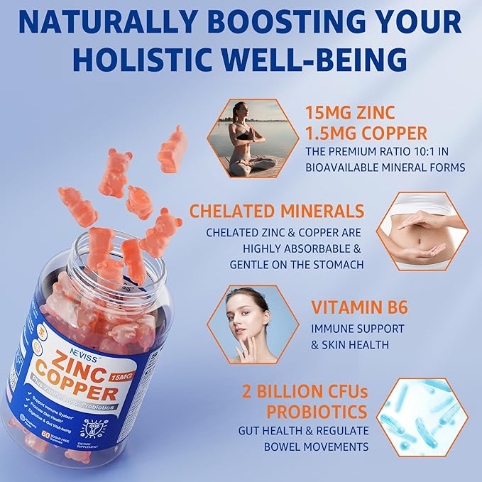 NEVISS Algae Calcium Gummies + Zinc Copper Gummies