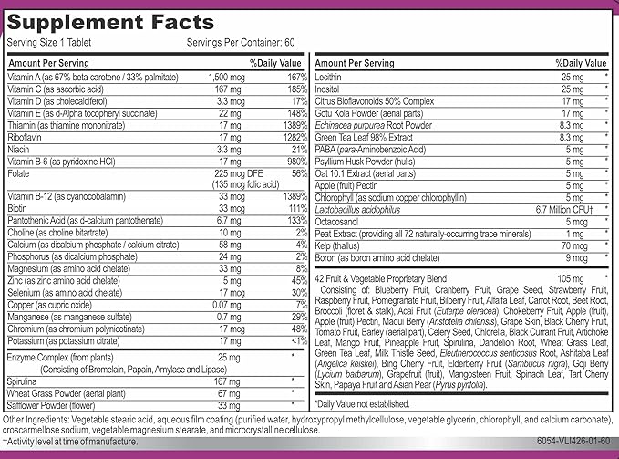 Hybrid Nutraceuticals MiracleMulti Women Multivitamin with Probiotics Biotin Folic Acid Enzymes + Fruit &amp Vegetable Blend - Immune Support Heart Health Energy: 60 Servings (Non-GMO)