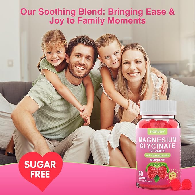 Magnesium Glycinate Gummies 600mg Sugar Free Magnesium Gummies for Adults with Ashwagandha Lemon Balm &amp GABA for Sleep Mood Support and Relaxation Vegan 60 Raspberry