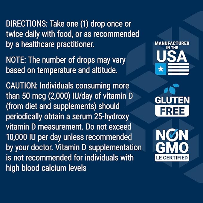 Life Extension Liquid Vitamin D3 50 mcg (2000 IU) Immune System Support Bone Health Whole-Body Health unflavored Gluten-Free Non-GMO 29.57 ml