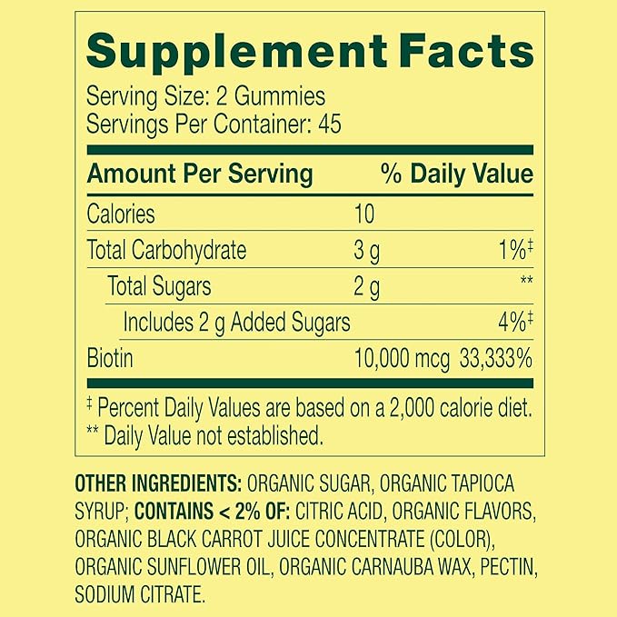 SUREFECT Spring Valley Extra Strength Biotin Gummies 10000mcg - 90 Count - Hair Skin &amp Nail Support - Cherry Flavor - Vegetarian Gluten-Free with Organizer