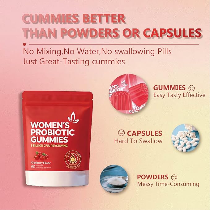 Women's probiotic Gummies Balance Vaginal pH Maintain Women's Health Balance Yeast Flora Enhance Immunity Promote Digestion and intestinal Health and Improve Vaginal Odor (2-Pack)