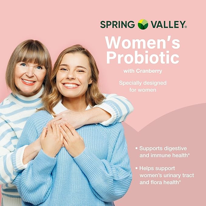 Probiotics for Women Capsules Dietary Supplement 1 Billion CFUs - Digestive Health by Spring Valley (60 Capsules - Pack of 1) - Set by Basket Goods