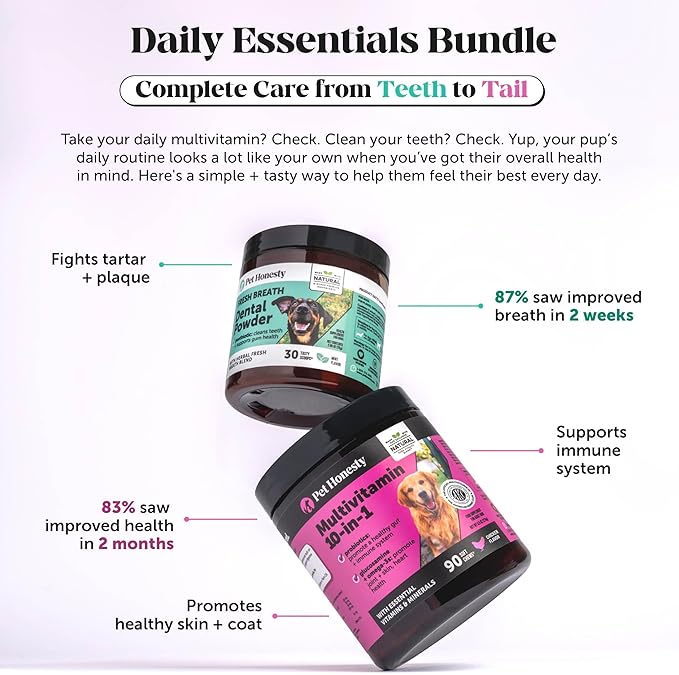 10-in-1 Dog Multivitamin Supplement with Glucosamine &amp Probiotics - Hip &amp Joint Support Digestive Health Immune Support Heart &amp Skin - All-in-One Daily Vitamins &amp Omega-3s (Peanut B