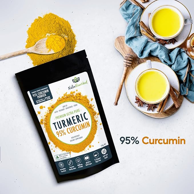 Organic Turmeric 95% Curcumin Powder – 1500mg Extract with Black Pepper – Non-GMO Vegan Gluten-Free Natural Supplement – 120g