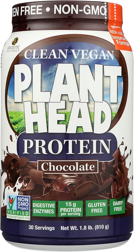 Genceutic Naturals Plant Head Protein Dietary Supplement Chocolate 1.8 Pounds