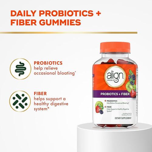 Align Probiotic Probiotics + Fiber Gummies Probiotics Help Relieve Occasional Bloating* Fiber Helps Support a Healthy Digestive System* #1 Doctor Recommended Probiotic Brand‡ 90 Gummies