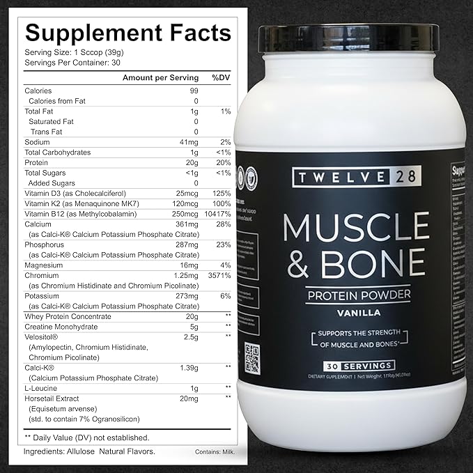 Wellness Muscle &amp Bone Protein Powder – Daily Nutrition for Active Lifestyles Muscle Support Bone Health Easy-to-Mix Vegan-Friendly &amp Vanilla Flavor – 30 Servings